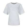 thumbnail image 3 of DuoJiaJ Women's Fashion Casual Solid Color Round Neck Short Sleeved T Shirt Top Women’s Summer Tops White, 3 of 3
