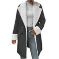 thumbnail image 2 of Aboser Womens Faux Suede Jackets Sherpa Fleece Lined Coats Elegant Notch Collar Trench Coat Open Front Long Sleeve Outerwear Winter Thermal Casual Jacket, 2 of 7