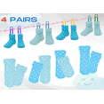 thumbnail image 5 of Beaniara 4 Pairs Anti Slip Silicon Grip Socks, 3 Sizes For 1-7 Years Baby, Toddler, Kid (Aqua, L), 5 of 7