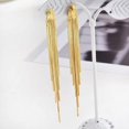 thumbnail image 3 of Glossy Arc Bar Long Tassel Drop Earrings for Women Geometric Statement Earrings,Gold Color, 3 of 5