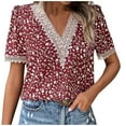 thumbnail image 2 of GaThRRgYP Womens Plus Size Tops Short Sleeve,Women's Fashion Spring and Summer Floral Printing Short Sleeve V-Neck Blouses & Shirts, 2 of 9