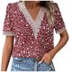 thumbnail image 2 of Fiudx Liquidación de Ofertas Flash Blusas y Blusas con Cuello En V de Manga Corta con Estampado Floral Informal de Primavera y Verano para Mujer, 2 of 7