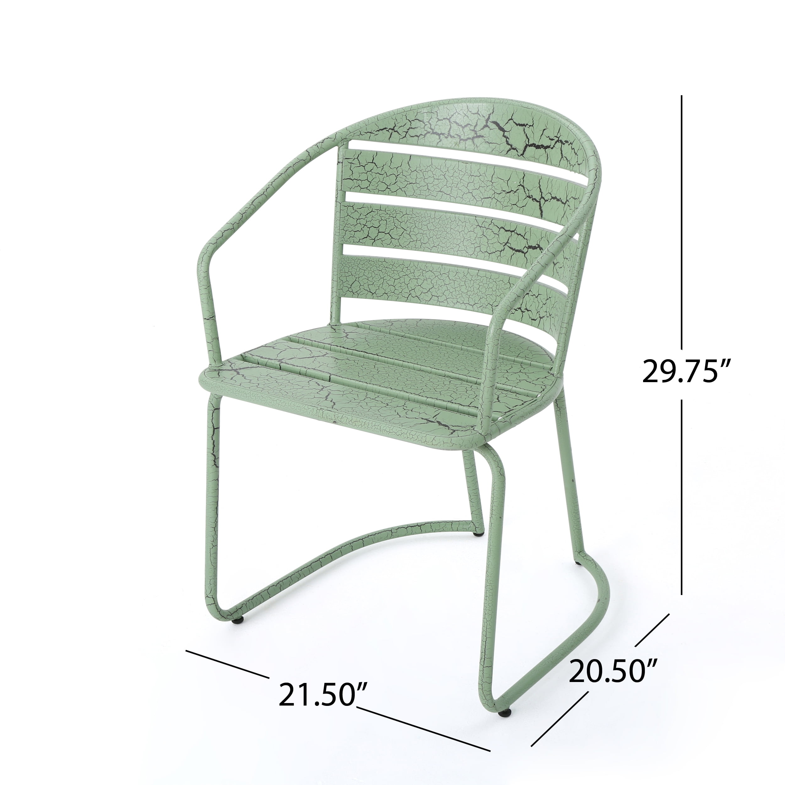 Monica Outdoor 3 Piece Iron Bistro Set, Crackle Green