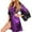 Purple, variant on Women's Lace 3/4 Bell Sleeve Bathrobe Satin Silk Knee Length Kimono Robes Lightweight Spa Sleep Robe Loungewear S-3XL