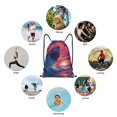 thumbnail image 6 of Disketp Hawaiian Island Beach Shark Drawstring Backpack Drawstring Gym Bags Draw String Bags for Sports, Gym, Travel, Swimming, Beach-Medium, 6 of 6