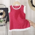 thumbnail image 3 of DISKEBUISS Girls' Casual Dress Ruffle Trim Collar Gingham Sleeveless Round Neck Soft Dress for Everyday Comfort Wear, 3 of 6