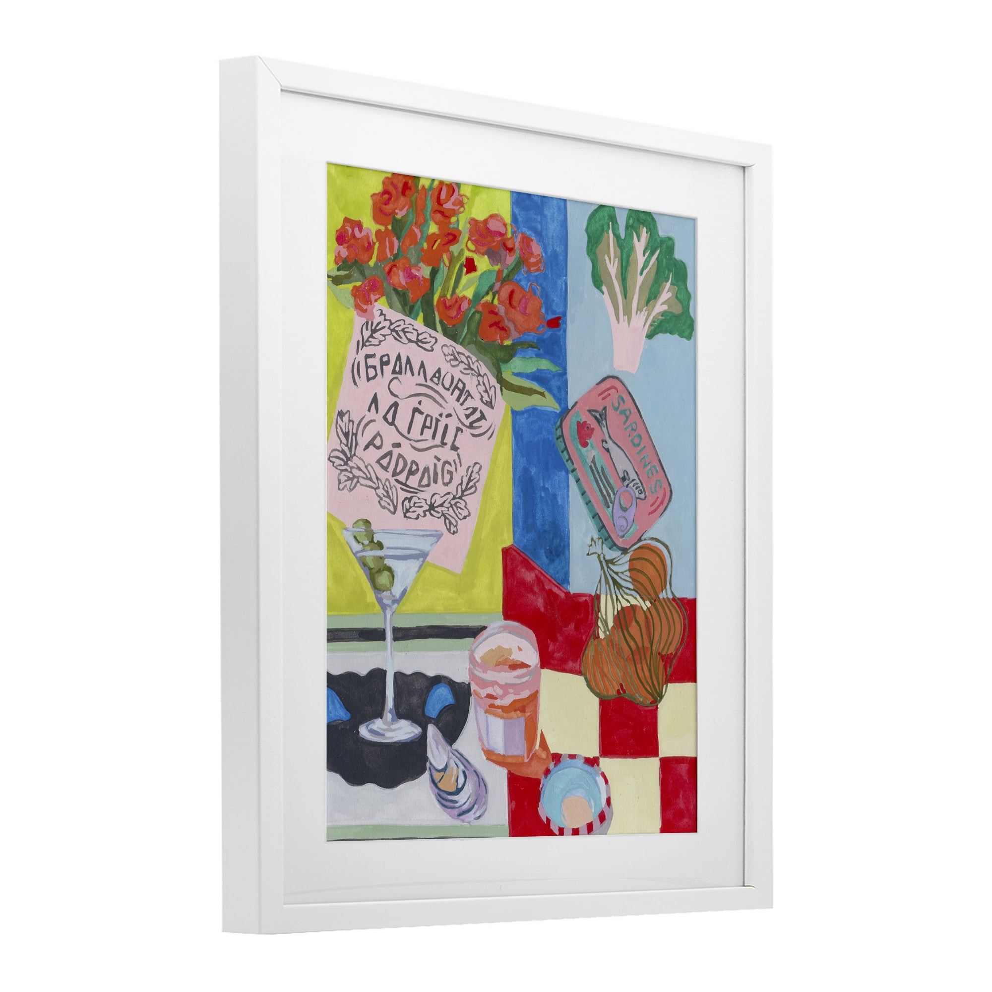 Stupell Industries Kitchen Checkered Still Life White Framed Print Under Glass, design by Melissa Wang