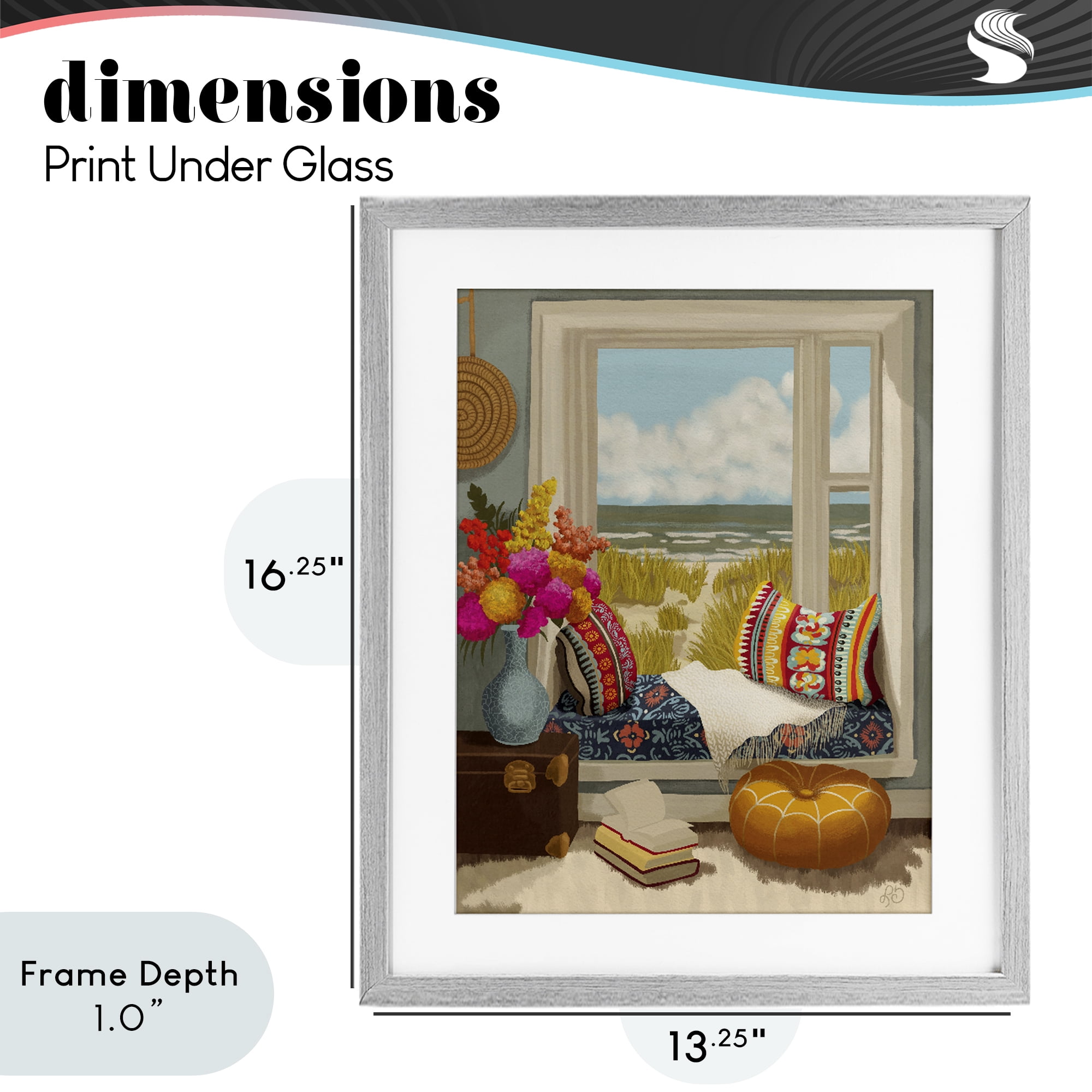 Stupell Industries Coastal Vacation Window Seat Gray Framed Print Under Glass, design by Lisa R Dumm