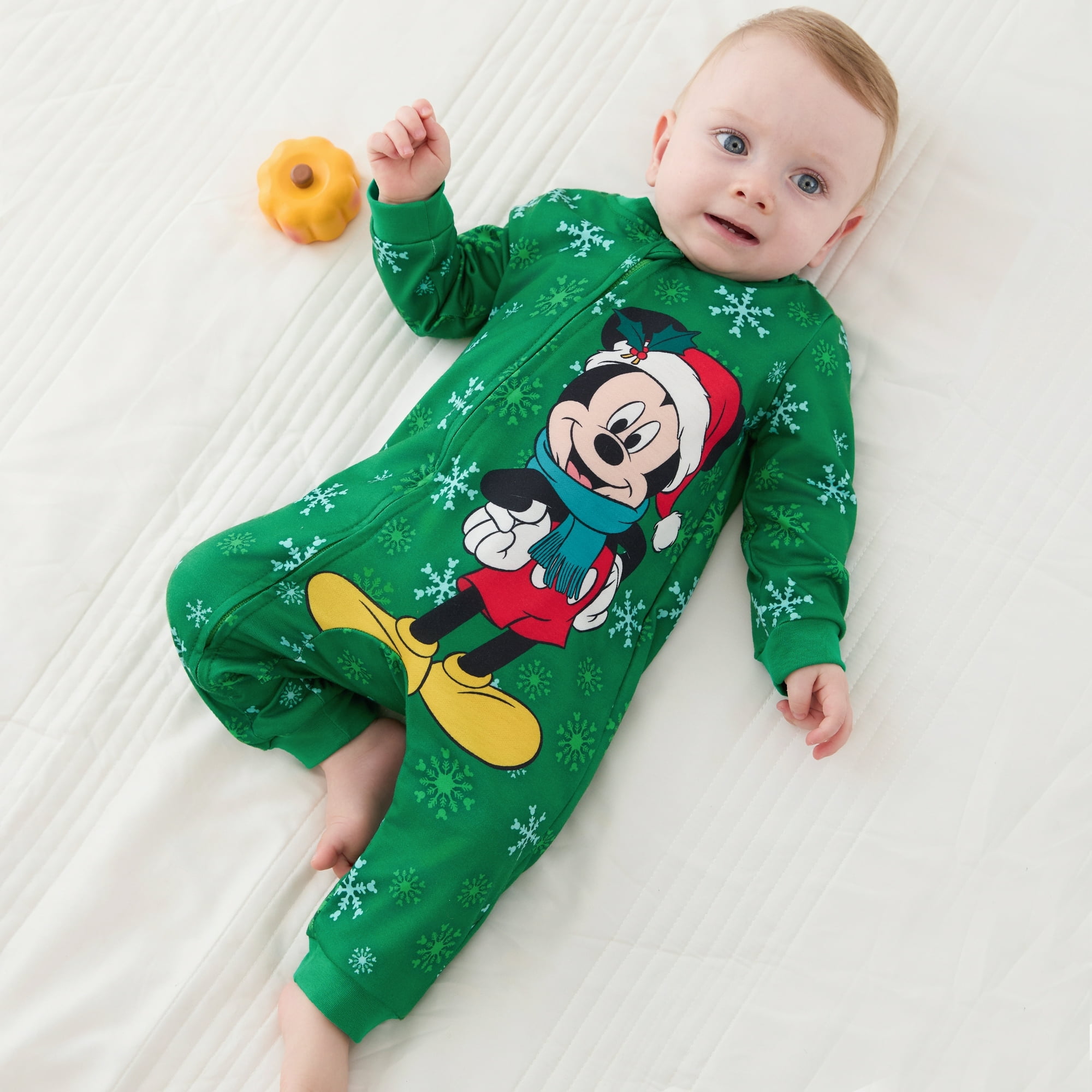 Disney Mickey Mouse Baby Girls Boys Coverall Christmas Jumpsuit Zip Up Outfits, Baby Shower Gifts Newborn to Infant