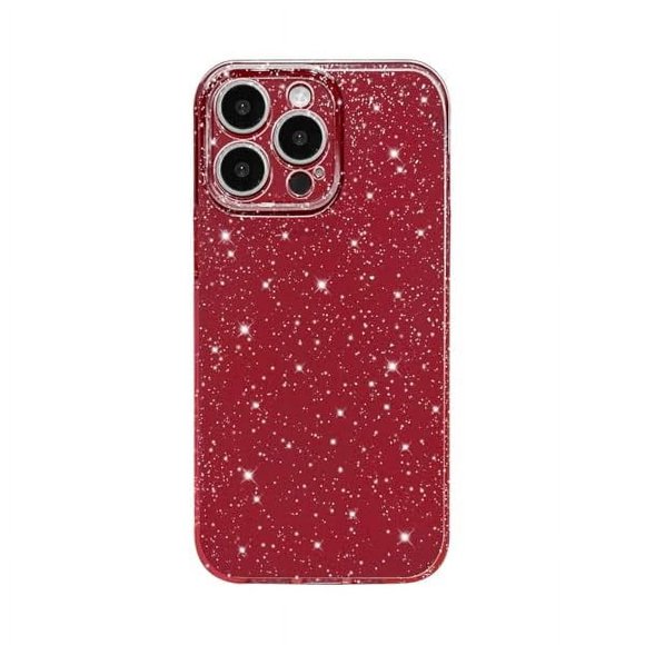 HAYAN Case for iPhone 14 Pro Case Glitter Cute Sparkly Shiny Bling Sparkle Phone Cases 6.1", Thin Slim Fit Soft TPU Bumper Shockproof Rubber Protective Cover for Women Girls Girly, Red