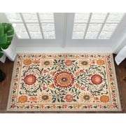 Well Woven Apollo Flatwoven Suzani Vintage Floral Beige Multi 3'3" x 5' Area Rug