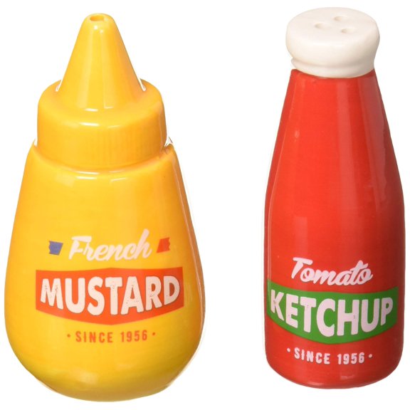 Abbott Collection Ketchup&Mustard Salt & Pepper-4"H, 4 inches high, Ketchup and Mustard