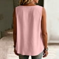 thumbnail image 6 of Stamzod Womens Tank Tops Summer V Neck Cotton Linen Button Down Shirts Casual Embroidered Sleeveless Shacket Pink C L, 6 of 6