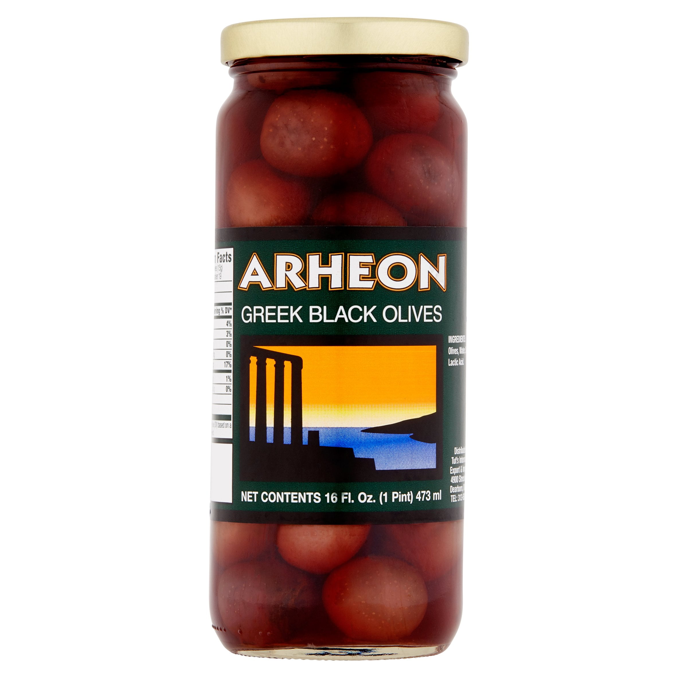 Arheon Greek Black Olives, 16 fl oz