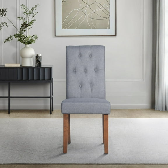 Home Design Gaffney Dining Chair (Set of 2), Brown/Gray, Roll-back design, Button-tufted back, Padded seat, Comfortable seating, Sturdy frame, Modern style, Durable construction