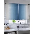 thumbnail image 4 of Navy Blue Grey Ombre Semi Sheer Window Curtains 45 Inches Long, Modern Abstract Art Gradient Rod Pocket Voile Silky Chiffon Curtain Treatment Drapes for Kitchen, Living Room, 52"x45", 2 Panels, 4 of 9