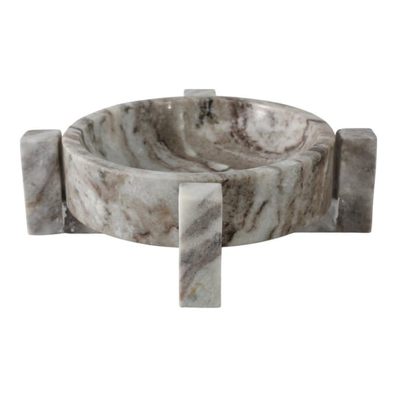 Decorative Marble Bowl with Base for Home Decor - Modern Accent Bowl for Dining Table Display, Hallway, Entryway, or Living Room Decor Styling - 10"