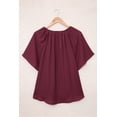 thumbnail image 4 of ABPHQTO Top suelto plisado con cuello dividido rojo para mujer, 4 of 5