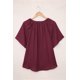 thumbnail image 4 of ABPHQTO Top suelto plisado con cuello dividido rojo para mujer, 4 of 5