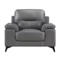 thumbnail image 2 of Mica 36 Inch Accent Chair- Dark Gray Top Grain and Faux Leather- Metal Legs, 2 of 6