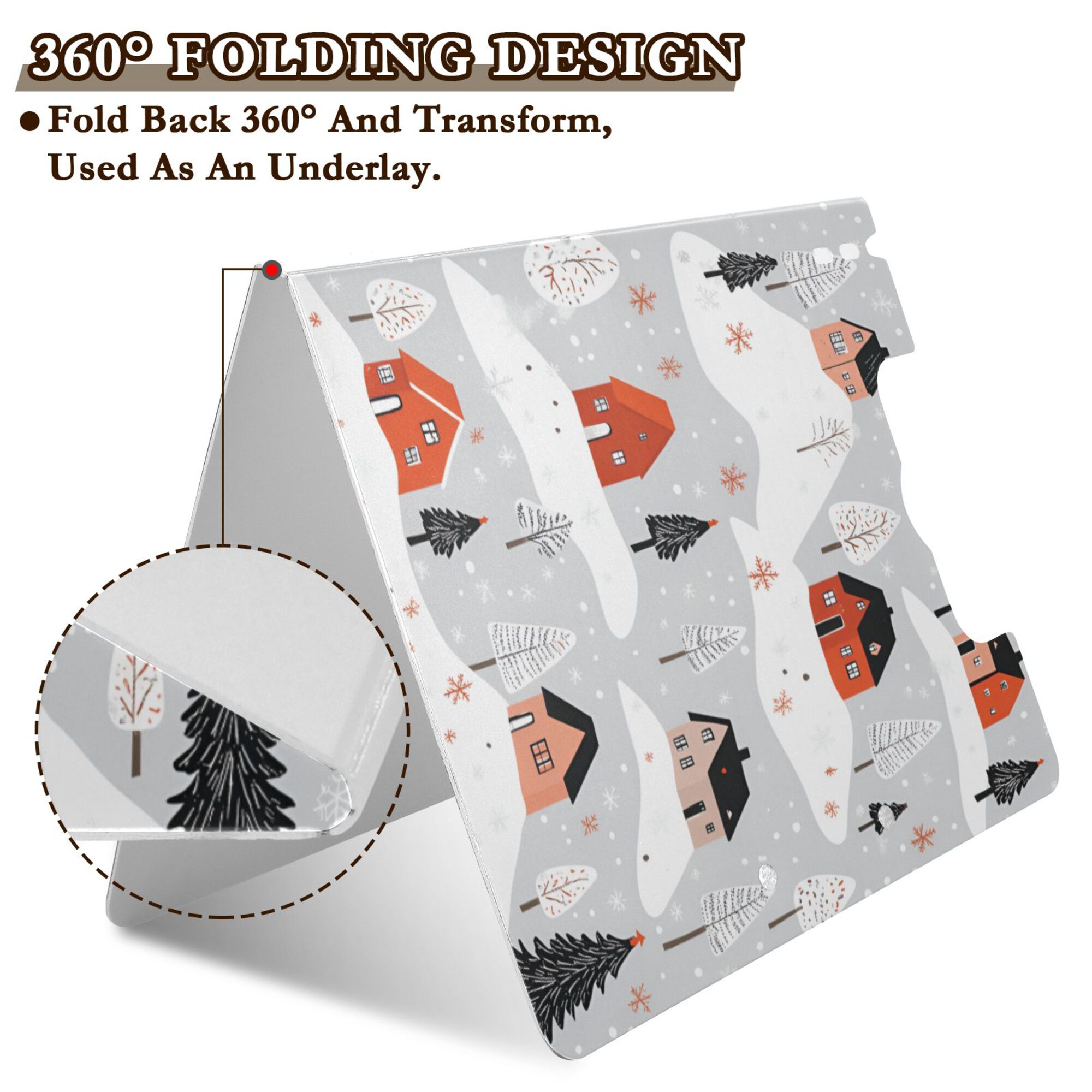 FORMRS A4 Clipboard Folder with Pen Holder Horizontal Foldable School Office Binder, Cartoon Red Houses