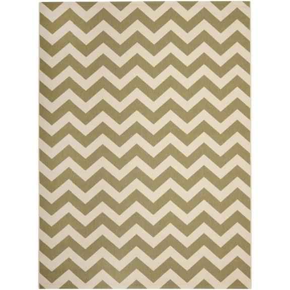 SAFAVIEH Courtyard Bailey Chevron Indoor/Outdoor Area Rug, Green/Beige, 8' x 11'