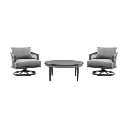 Zella Outdoor Patio 3 Piece Swivel Seating Set