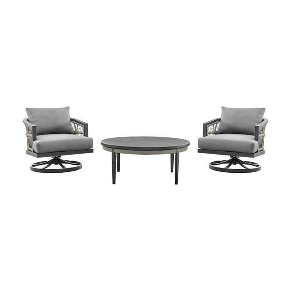 Zella Outdoor Patio 3 Piece Swivel Seating Set