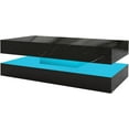 thumbnail image 7 of LED Coffee Table with 2 Storage Drawers, Modern High Gloss Black Coffee Table w/20 Colors LED Lights, 2 Tiers Rectangle Center Table for Living Room with Marbling Print, APP Control, Black, 7 of 7
