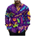 thumbnail image 3 of QATAINLAV Long Sleeve Shirts for Men Carnival Masquerade Novelty Graphic Shirt Casual Button Down Lapel Blouse Tops 2026 Mardi Gras Outfits Multicolor S, 3 of 6