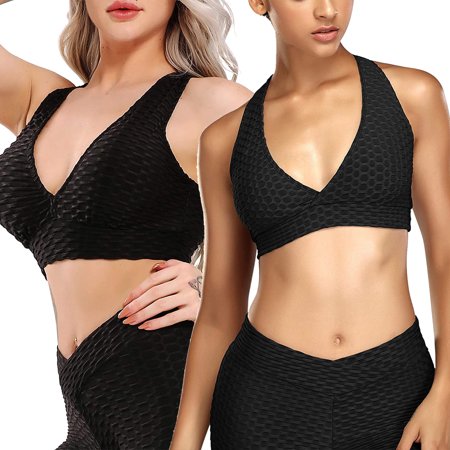 

Elbourn Sports Bra Wirefree Padded Medium Support Yoga Bras Gym Running Workout Tank Tops Womens Workout Tops 3 Pack