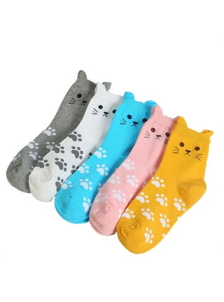 GEEKEO Cat Paw Socks, 5 Pairs Cat Claw Socks for Girls Women Cozy Fuzzy Cat  Feet Socks for Winter 