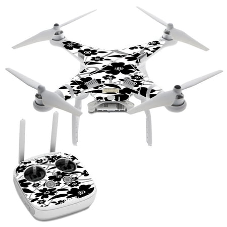 Black White Flower Print DJI Phantom 3 Professional Skin Skins Vinyl Decal Kit