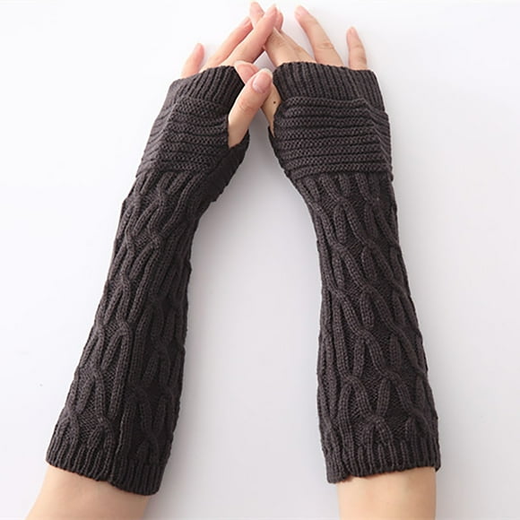 Gloves Mittens Winter Casual Hemp Flowers Fingerless Fashion Knitted Long Gloves Gloves Mittens