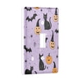 thumbnail image 2 of Yayeee Toggle Light Switch Wall Plate 1-Gang 4.5"x2.7" Home Decorative Outlet Cover, Light Purple Halloween Black Cat, 2 of 7