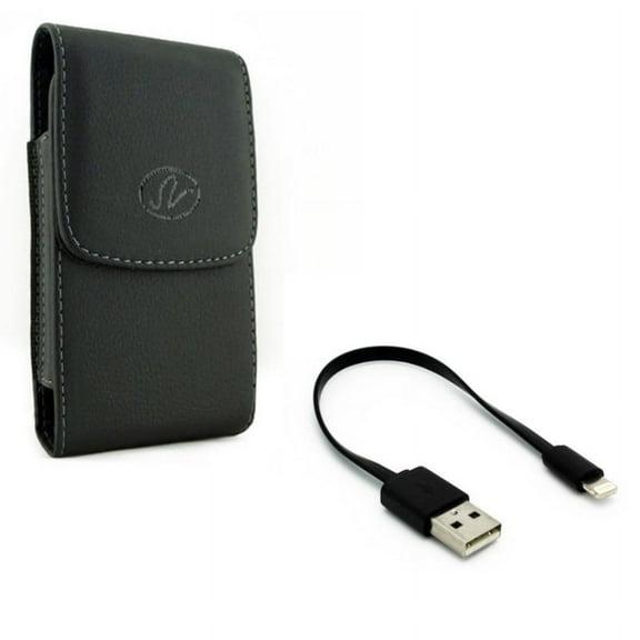 Cord Charger Short USB Cable Charger Power Cord w Holster Leather Case Belt Clip for iPhone XS Max,XR,8 PLUS,7 Plus,6S Plus,11,Pro Max,6 Plus Models