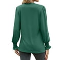 thumbnail image 7 of Nlife Women Pleated Puff Long Sleeve Smocked Cuff Blouse Top, 7 of 7
