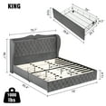 thumbnail image 3 of Danolapsi 46.1" Velvet Upholstered Platform Bed Frame, King, 3 of 8