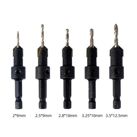 

Fule 5pcs Woodworking Hex Shank Countersink Drill Bit Salad Drill Step Drill Bit Set
