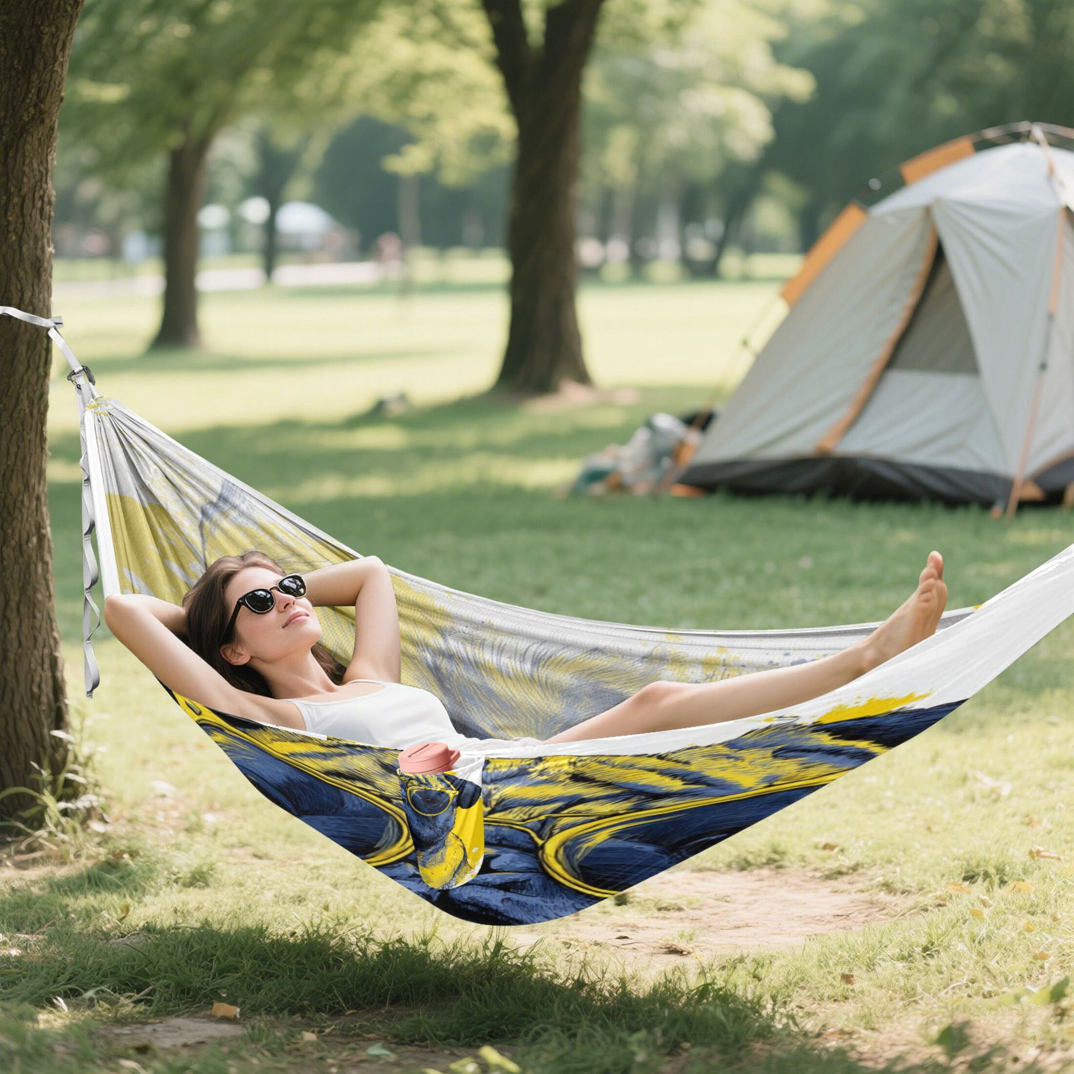 Hanging Hammock Portable Travel Camping For Outdooor Beach Camping Hiking A Beagle Wearing Sunglasses