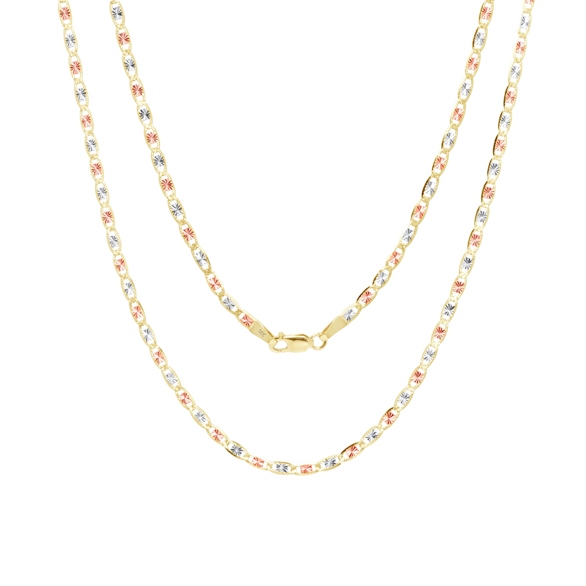 Nuragold 14k Real Yellow Rose White Gold Solid Valentina 2.5mm Anchor Link Chain Bracelet or Anklet (7"-9") Dainty Italian Jewelry for Women