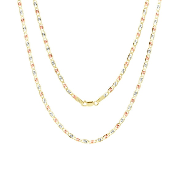 Nuragold 14k Real Yellow Rose White Gold Solid Valentina 2.6mm Anchor Link Chain Necklace (16"-26") Dainty Italian Jewelry for Men & Women