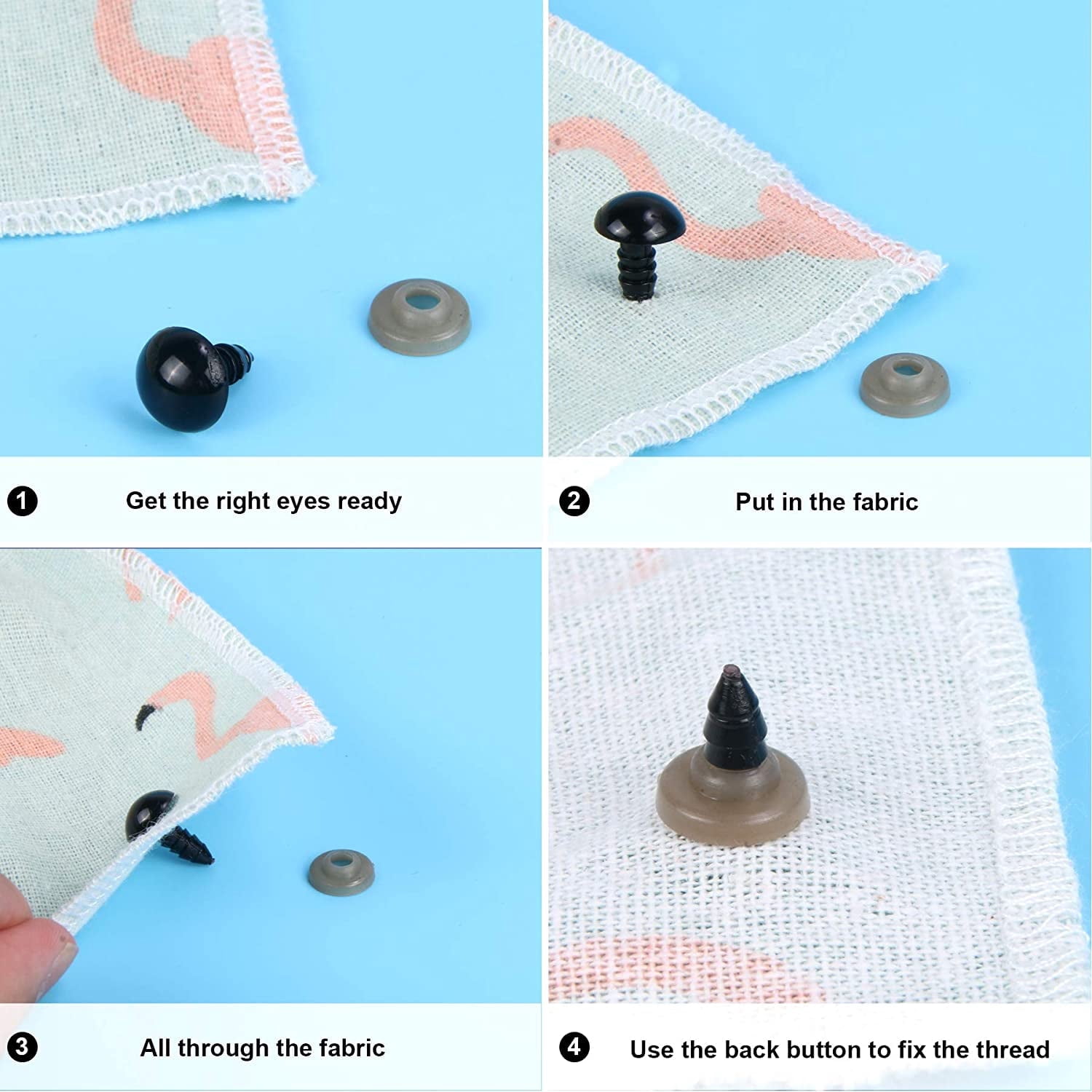 Yirtree 100pcs Safety Eyes Craft Doll Eyes, Black Safety Eyes for Amigurumi, Puppet, Plush Animal and Teddy Bear
