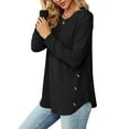 thumbnail image 5 of Hanerdun Women Pullover Blouse Female Crew Neck Long Sleeve Top Black M, 5 of 5