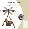 thumbnail image 5 of Domi Outdoor Living Patio Porch Swing 3 Person Adjustable Canopy w/Solar LED Light,Sunbrella Cushion, 5 of 7