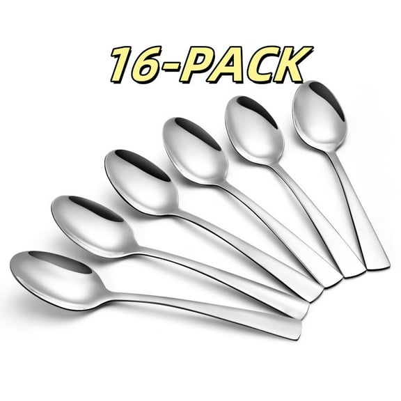 16 Piece Silverware Set - Stainless Steel Tea Spoons,Mirror Polished,Dishwasher Safe