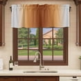 thumbnail image 6 of Dark Burnt Orange Grey Ombre Curtain Valances for Windows, Kitchen Valance Window Treatments Panel 2 Pack, Farmhouse Gradient Minimalist Rod Pocket Short Curtains for Bathroom Bedroom 42 x 12 Inch, 6 of 8
