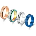 thumbnail image 7 of Anxiety Fidget Rings for Women Moon Star Titanium Steel Spinner Rings Stress Relief Rings for Anxiety Women 6mm 4Pcs Size 5-11, 7 of 7