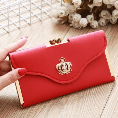 Femmes Pochette en Cuir Long Portefeuille PU Porte Cartes Femme Sac a Main Enveloppe Sac a Main