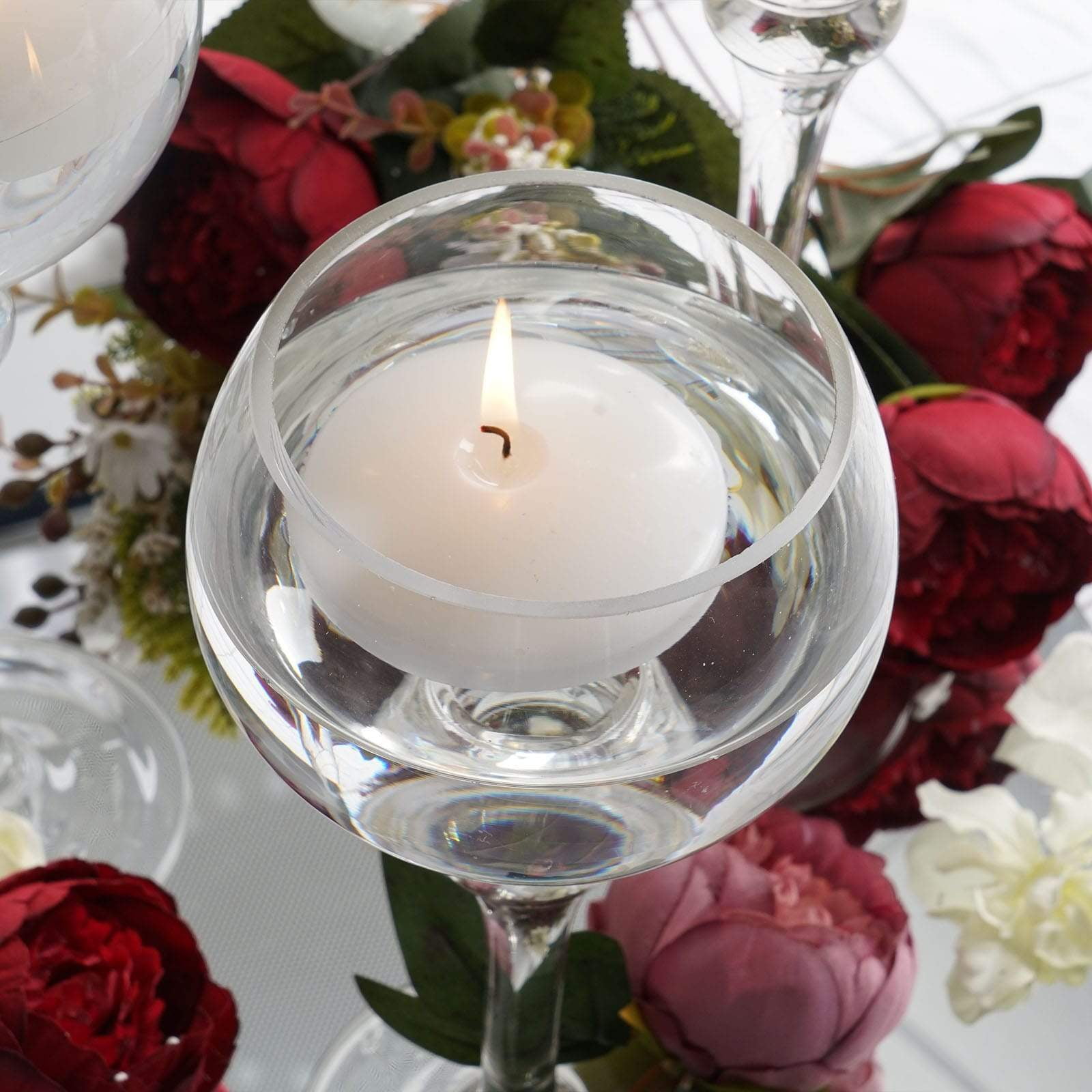 4 Pack 3" White Disc Unscented Floating Candles Long Burn Time